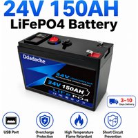 24V 150Ah LiFePO4 Lithium-Batterie, 4000+ Tiefzyklus-Zyklen, wiederaufladbare Batterie mit integriertem BMS für Solar- und Windenergiespeicher, Beleuchtung, Elektrofahrzeuge, kleine