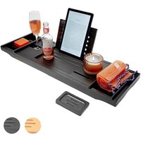 Luxury Bathtub Caddy Tray – Expandable Bath Table with Book, Tablet & Wine Glass Holder, Relaxing Spa Gift for Home