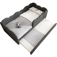 Upholstered Bed Daybed 90 x 190 cm, 3FT Single Bed with Pull out Trundle, Single Daybed With Slatted Frame,Grey (No Mattress)