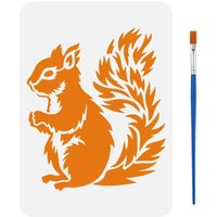 Realistic Squirrel Stencil with Brush 8.3x11.7inch Squirrel Pattern Template Animal Squirrel Stencil Animal Theme Template