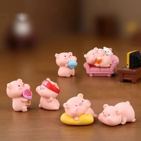 6pcs Vitality Cute Pig Miniature Landscape Ornament Table Top Cake Decoration Car Decoration Micro-Landscape Diy Home Ornament