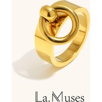 La. Muses Small Ring Pendant Stainless Steel Women's Ring PVD Gold Plated Fashion Jewelry Accessories