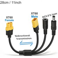 3-in-1 XT60 to Two DC5521 Connector Convert Cable, Female Male XT60 Extension Adapter Cord Charging Conversion Plug Power Cable