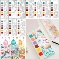20 Sheets Portable Children Watercolor Painting Book Paint With Water Kids Gouache Graffiti Picture Coloring Drawing Toys Gifts