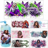 Popular American Cool leopard Girl UV Sticker Party DIY Decals 3D transfers uvdtf tumbler seal stickers 16oz uv dtf cup wraps