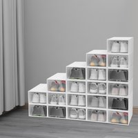 20 Packs, Shoe Boxes Stackable Clear Hard Plastic Storage Boxes with Lids Space Saving Storage Boxes for Shoes