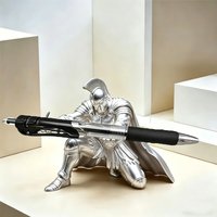 3D Printed Spartan Warrior Pencil Holder Silver Rome Knight Pencil Storage Rack Desk Organizer Creative Office Study Ornament