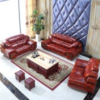 Modern Brown Leather Sofa Set for Living Room, 123 Simple Combination Couch, Luxury Home Furniture Suite