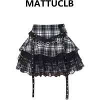 Summer Women Dark Academia Y2k Preppy Kpop High Waist Mini Skirt Plaid JK Party Lace Korean Harajuku Japanese Grunge Cyber Punk