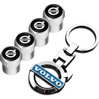 Metal Valve Caps + Metal Keychain For Volvo XC60 XC90 XC40 S60 S90 V60 V90 EX30 EC40 EX40 S80 V40 XC70 C40 Car Accessories