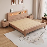 For Full Solid Wood Bed Tenon and Mortise Structure USB Night Light Bed Household Double Bed 1800mm * 2000mm