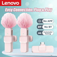 Lenovo 2026 Wireless Lavalier Microphone AI Noise Cancelling For iPhone Android Live Stream Gaming Vlog Plug & Play Receiver