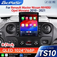 9,7-calowy ekran do Renault Master, Nissan NV400, Opel Movano 2010-2021, samochodowy odtwarzacz DVD, Android Auto, multimedialne radio, ekran nawigacyjny, BT