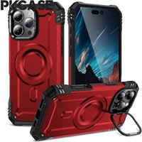 PKCASE Military Shockproof Bracket Case For iPhone 17 Air 16 15 14 Plus Pro Max For Magsafe Magnetic Armor Cover