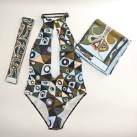 Classic Design Headband Scarf Swimsuits with Letter Signature Logo Luxury Brand Sexy Swimwear Beachwear