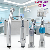 4Pcs/Kit High Speed Turbine & Low Speed Motor Dental Kit LED 3 Spray Metal Box Push Button Autoclavable Dental Clinic Kit