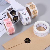 500Pcs 25mm Gold Pink Black Thank You Stickers Kraft Paper Sticker for Baking Wedding Decor Birthday Party Gift Sealing Sticker