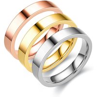 4mm Width Stainless Steel Glossy Flat Simple Couple Rings USA Size 6/7/8/9/10 Rose Gold Silver Plated Men Women Finger Jewelry