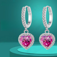 100% Real Moissanite Heart Cut Drop Earrings 1.0CT D VVS1 Lab Diamond Sterling Silver Earrings Jewelry for Women