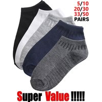 15 Pairs Men's Breathable Ankle Socks Elastic Mesh Solid Color Cotton Business Unisex plus Size EU38-46 Short Socks Lot