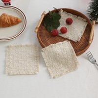 French Country Style Fabric Coasters Set of 2 Absorbent Cloth Drink Coasters for Coffee Tea Cups Rustic Home Decor Table Mat