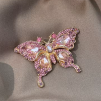 New Delicate Luxury Full Pink Zircon Butterfly Rhinestone Brooches For Women Fashion Crystal Pin Jewelry Gift Party Office Decor