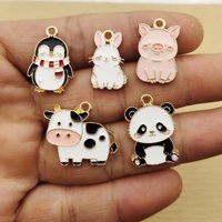 10pcs Penguin Rabbit Panda Charm for Jewelry Accessories Diy Making Earring Bracelet Keychain Pendant Metal Gold Plated