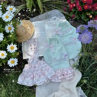Pink And Green Cool Sweet Summer Strap Cake Skirt Pet Clothes for Cats And Dogs Salt Or Sweet Spring Summer Pet Clothing