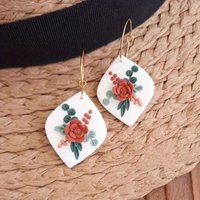 Minimalist Gold Color Flower Dangle Earrings Woman Geometry Carving Party Daily Wear