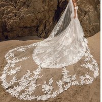 Customized Cathedral wedding veil Lace Appliques Bride Wedding accessories Voile mariee Sexy Bridal veils Vestido de noiva