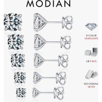 MODIAN 925 Sterling Silver Simple Round Ear Stud Sparkling D Color Moissanite Stud Earrings For Women Fine Jewelry