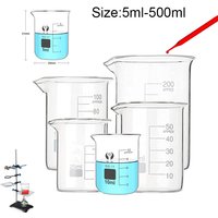 1-7PCS New 5/10/25/50/100-500ml Pyrex Glass beaker Borosilicate GG-17 Graduated Beakers Measuring Glass Chemistry Beakers