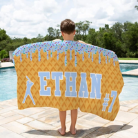 Ships Next Day Personalized Ice Cream Drip Baseball Beach Towel For Boys Drip Beach Pool Towel Team Gift Youth Baseball Gift