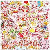50Pcs Cute Cartoon Strawberry Shortcake Waterproof Sticker Skateboarding Retro home decal Sticker