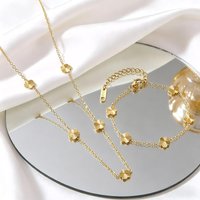 Titanium Steel Light Luxury Fashion 9mm Textured Five-Leaf Flower Mini Bracelet & Necklace for Women Exquisite Five-Leaf Jewelry