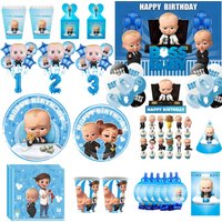 Bossed Baby Birthday Party Decoration Tableware Plates Cups Napkins Hat Balloon Baby Shower Kids Party Favors Party Supplies Kit