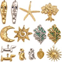 5pcs Stainless Steel Sun Moon Charms PVD Gold Starfish Cat Dog Pendant Jewelry Findings Bulk Charms for DIY Women Earring Making