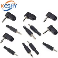 5Pcs 2.5mm / 3.5mm Audio Plug Mono Stereo Headset Jack Headphone Connector Microphone Black Audio Plug Jack Adapter Connector