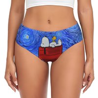 Custom Women Snoopys And Woodstock Of Peanuts Panties Stretch Movie Briefs Underwear
