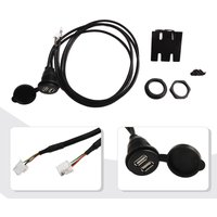 Car Dual USB Socket Base Dash Mount Dual USB Port Panel Interface Extension 145cm Cable Adapter Universality Fitment