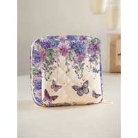 1 portable sanitary napkin storage bag, featuring floral butterfly patterns and diamond mesh material, lightweight women's tissu