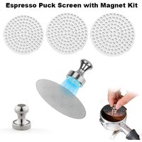 51/53/58mm Espresso Puck Screen with Magnet Kit Reusable Filter Screen with Magnetic Nail Barista Espresso Coffee Accessories