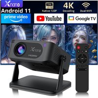 Xnano HA109 Mini Smart Beamer Android 11, Native 720P Auflösung, 4K Dekodierung, WiFi6, Bluetooth 5.0, 270° verstellbarer Ständer, Tragbarer Heimkino-Videobeamer, Unterstützung für