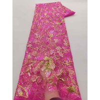 Nigerian Sequins Tulle Lace Fabric 2026 High Quality Lace African Sequins Embroidery French Mesh Fabric for Sewing Party Dresses