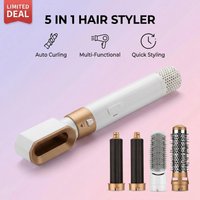 LUXLOCK 5-in-1 Hair Styling Kit Multi-Function Curling Iron Straightener Hot Air Brush Quick Styling Hair Care Beauty Tools