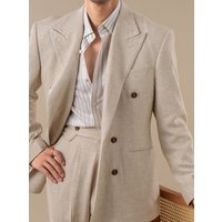 Linen Blend Double-breasted Smoking Uomo Mens Suits Designers 2026 Breathable Business Casual Blazer Costume Mariage Homme