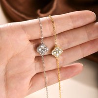 Ehhai Certified Round Cut Moissanite Four Leaf Clover Bracelet for Women 14k Gold Filled Chains for Wedding Jewelry Gift Pulsera
