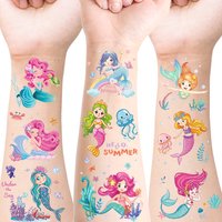 20 Sheets Mermaid Temporary Tattoos, Cute Ocean Fantasy Fairy Pattern Stickers, Last 2-5 Days, Great for Birthday, Slumber & Beach Mermaid Parties, Party Favors, Goodie Bag Fillers and Creative Gifts