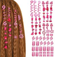 10Pcs Rose Viking Spiral 3D Charm Hair Tubes Braids Dread Dreadlock Beads Clips Cuffs Rings Jewelry Woman Hair Style Accessories
