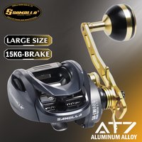 SAMOLLA Wide-Body Baitcasting Reel Sea Fishing Reel Large Deep Saltwater Waterproof 6.2:1 15KG Drag Brass Gear Deep Spool